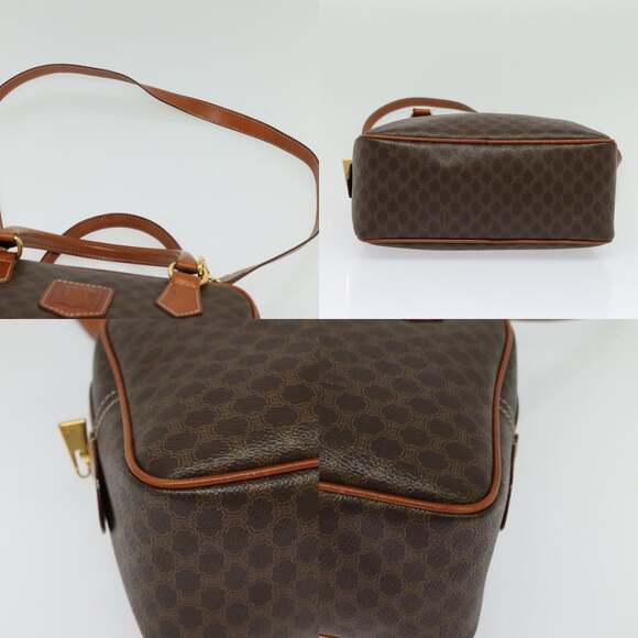 CELINE Macadam Canvas Hand Bag Pvc Leather Brown Gold - Picture 10 of 13